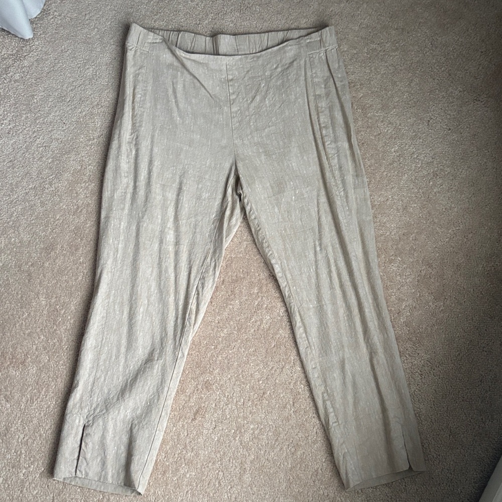 J. Jill tan/khaki/beige colored Linen Ankle Pants